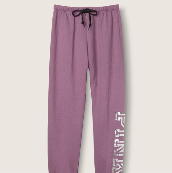 PINK Victoria Secret Everyday Classic Lounge Sweat Pant Small purple silver NEW - Picture 3 of 11